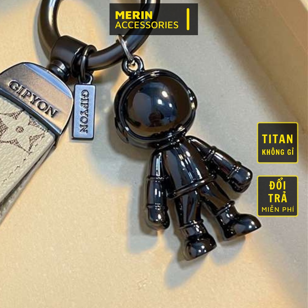 Móc khóa cute Merin Accessories ô tô hình gấu anime màu đen xanh chết liệu cao su nhựa siêu bền - Móc Khoá Phi Hành Gia