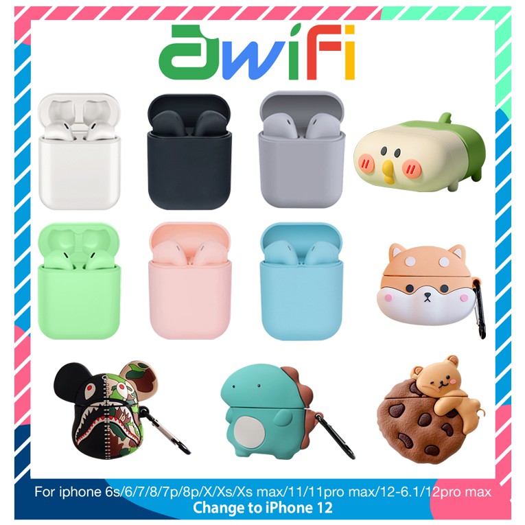 Tai Nghe Bluetooth Không Dây inpods i12 TWS | Vỏ ốp lưng Case Airpods 1/2 - Awifi Case