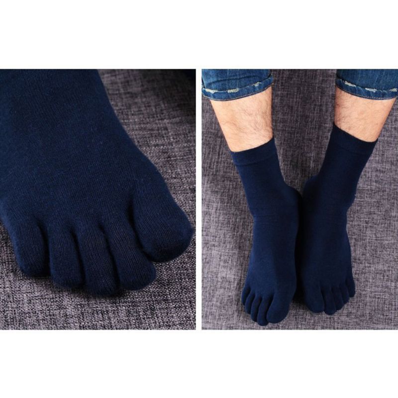 Vớ xiangbao Năm Ngón Bằng Polyester Cotton Mềm Mại Màu Trơn Thoáng Khí Cho Nam