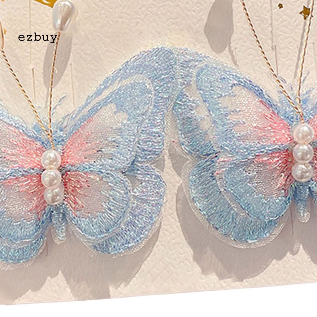 1 Cặp Kẹp Tóc Hình Bươm Bướm Đính Đá Lấp Lánh Thời Trang Tiệc Cưới
