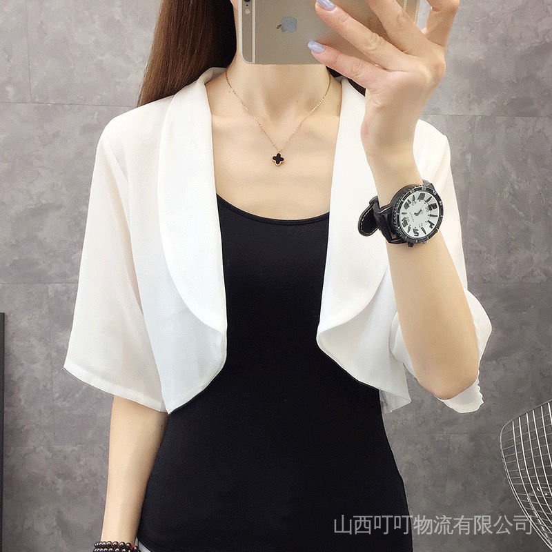 Áo Khoác Voan Lụa Mát Tay Ngắn Chống Nắng Thiết Kế Mới Thời Trang Mùa Hè Cho Nữ