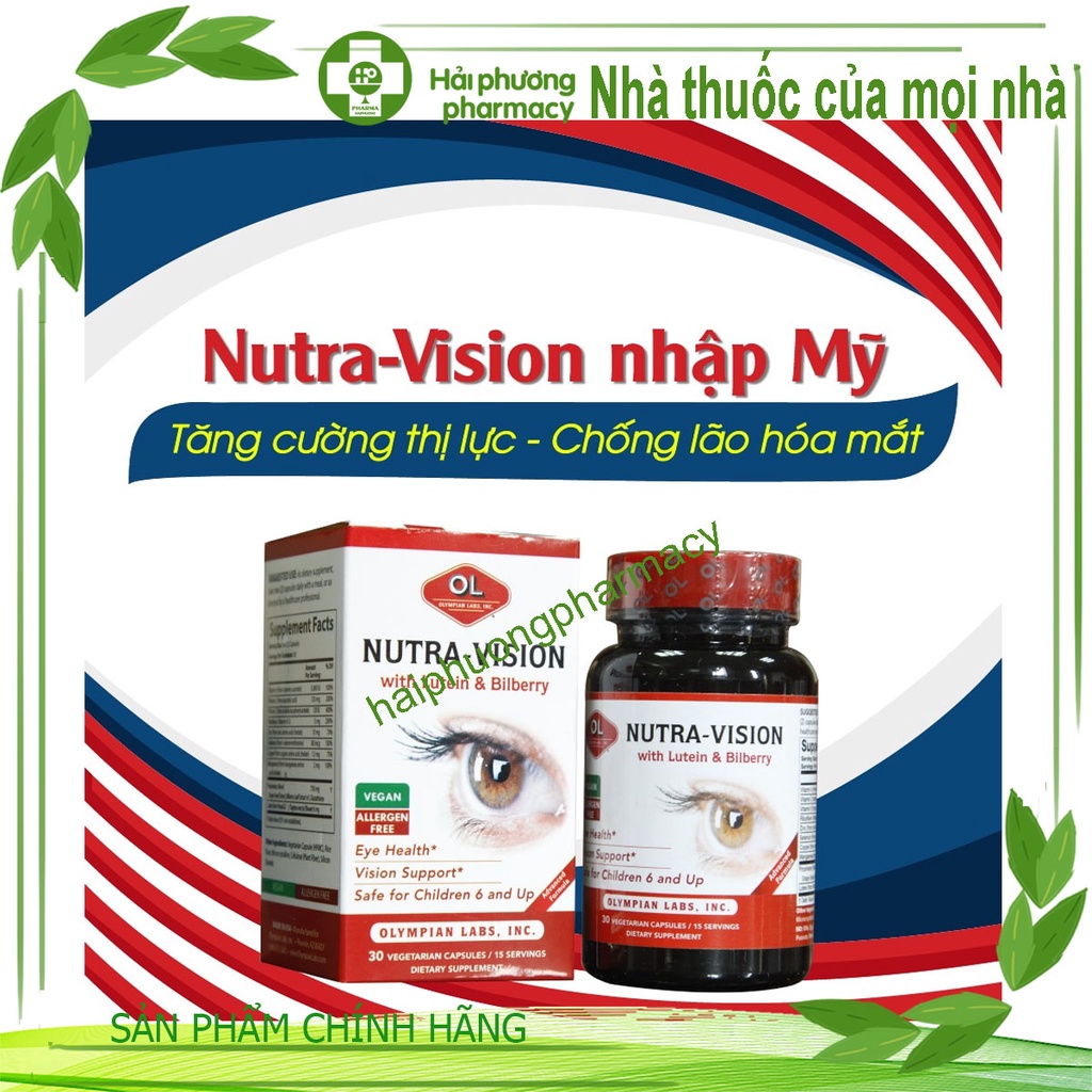 Viên Uống Olympian Labs Nutra Vision Giúp Lưu Thông Máu Và Hỗ Trợ Kéo Dài Thị Lực Mắt - Hộp 30 Viên