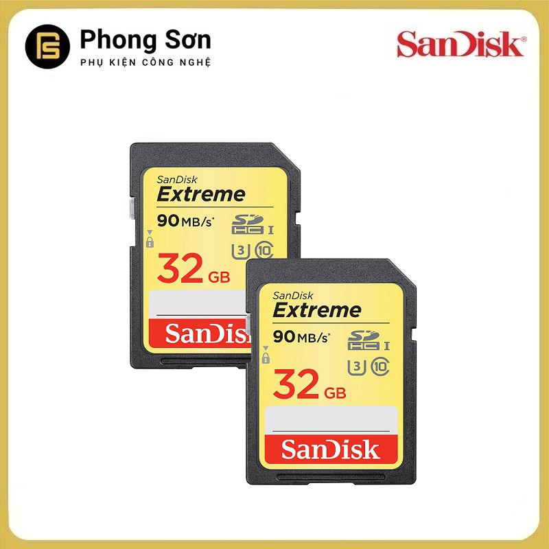 Thẻ nhớ SDHC SanDisk Extreme 32GB Class 10 UHS1-U3 90MB/s (Vàng) | BigBuy360 - bigbuy360.vn