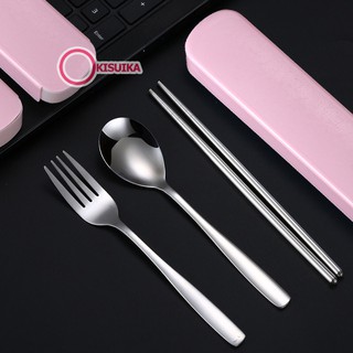 Bộ đũa thìa nĩa du lịch Inox dày cao cấp có hộp đựng nhỏ gọn