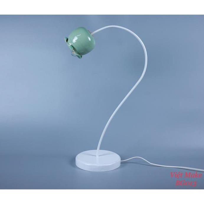 Đèn bàn gỗ hoa chuông gốm, đèn trang trí nội thất, đèn để bàn phòng ngủ