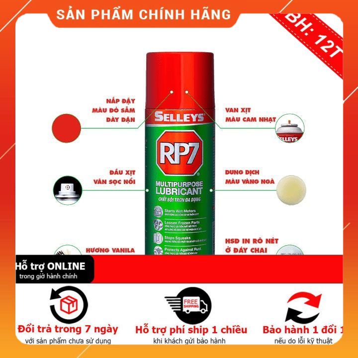 Bình xịt tẩy rỉ sét và bôi trơn kim loại RP7 chính hãng 150g 300g 350g