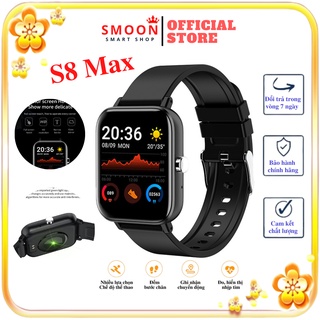 Đồng hồ thông minh nam nữ mặt vuông, Đồng hồ đeo tay chống nước S8 MAX – SMOON
