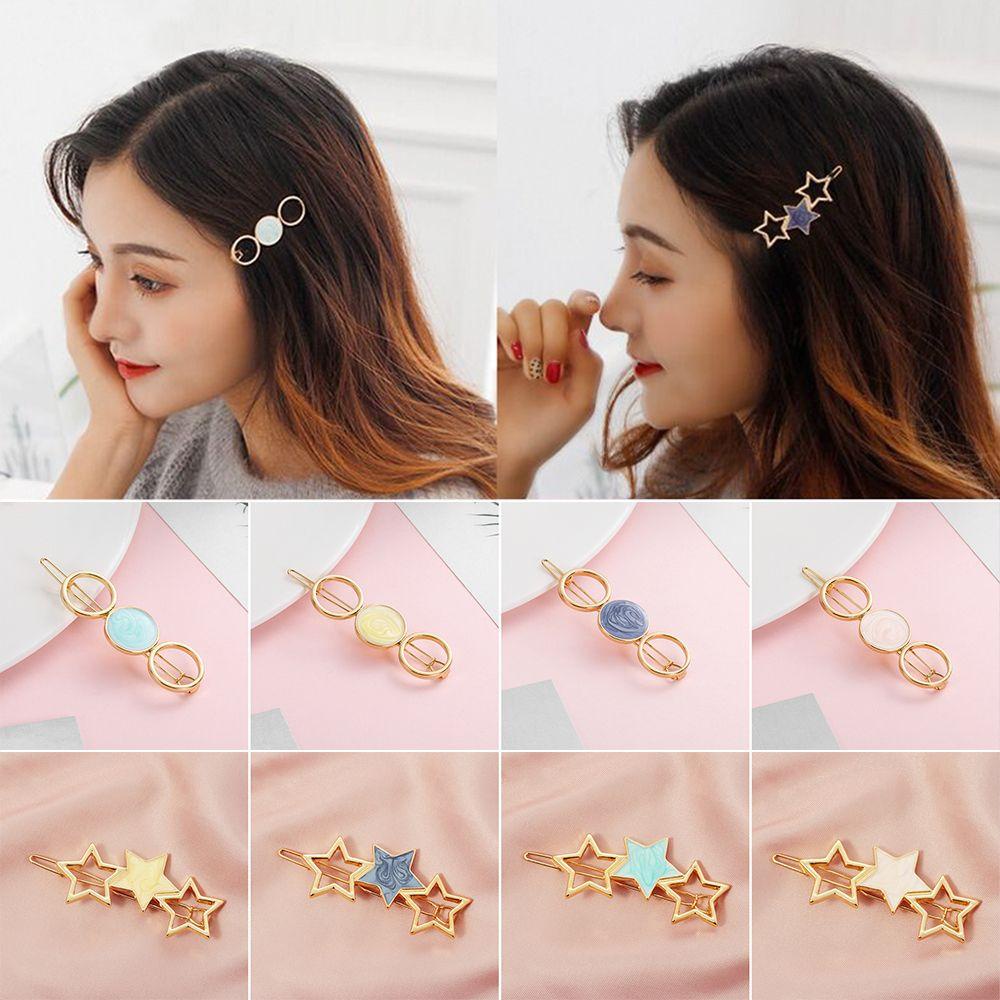 MELODG Kẹp Tóc Hình Ngôi Sao, Hình Tròn, Chất Liệu Hợp Kim