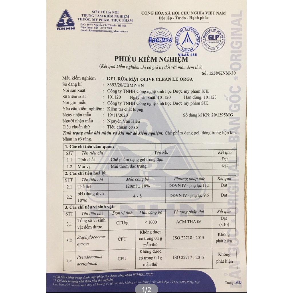 Sữa Rửa Mặt Qủa Olive - Sạch Sâu, Mềm Da, Le'Orga 75ml - 120ml | BigBuy360 - bigbuy360.vn