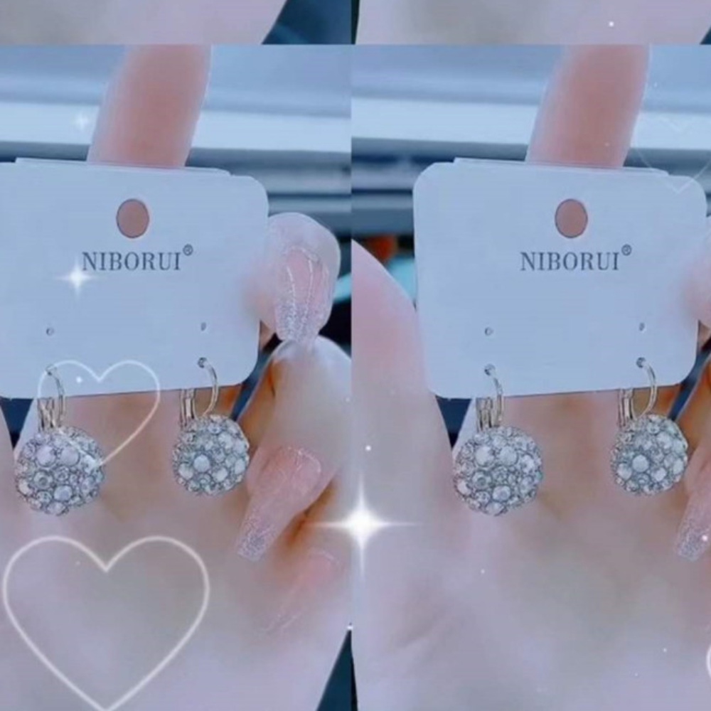 Bông Tai Tròn Mỏng Nhẹ Đính Kim Cương Giả Sang Trọng Cho Nữ