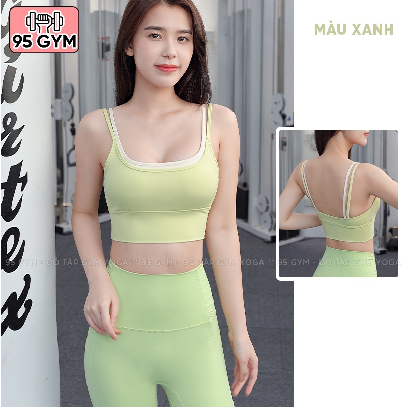 Áo bra tập gym yoga nữ 95Gym AL35 dây vai kép chất thun mềm mịn có mút ngực nâng đỡ vòng một