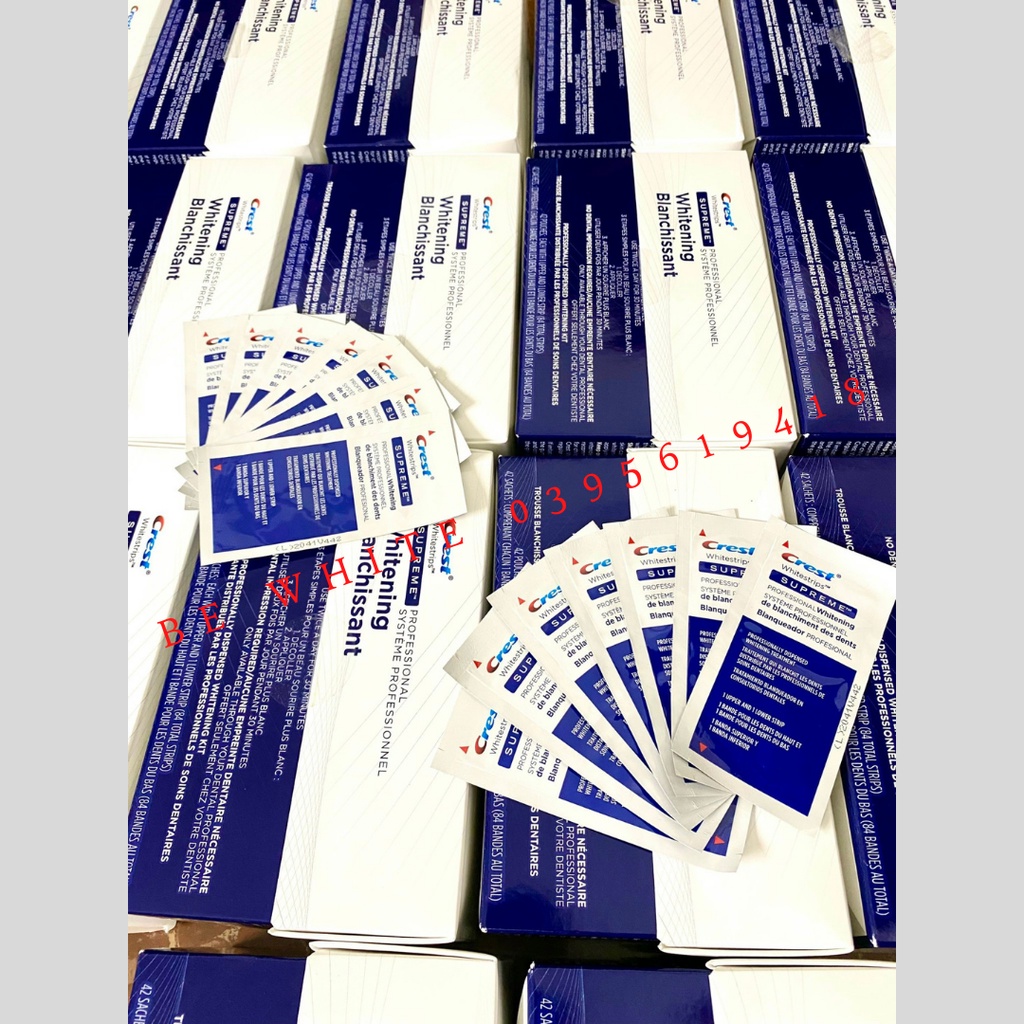 Combo 7 gói miếng dán trắng răng Crest 3D White nhập khẩu Mỹ - Trắng răng cấp tốc sau 1 liệu trình