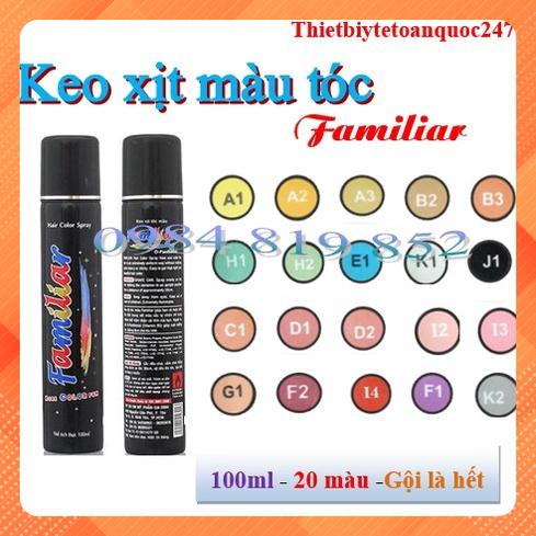 [Chính hãng] A2-Vàng cam- Gôm xịt màu tạm thời Familiar đủ màu 100ml- gội là hết- nhuộm màu