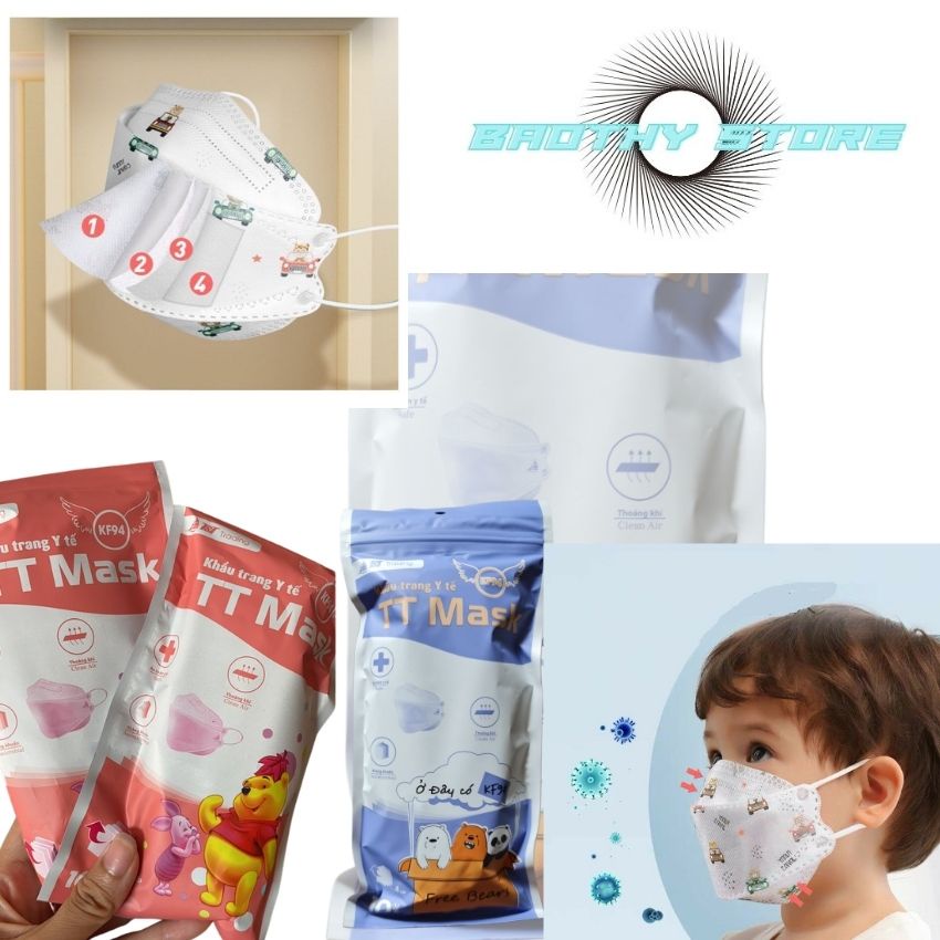 Khẩu trang y tế trẻ em 4D-KF94 4 lớp kháng khuẩn chính hãng TT Mask 1 túi 10 chiếc
