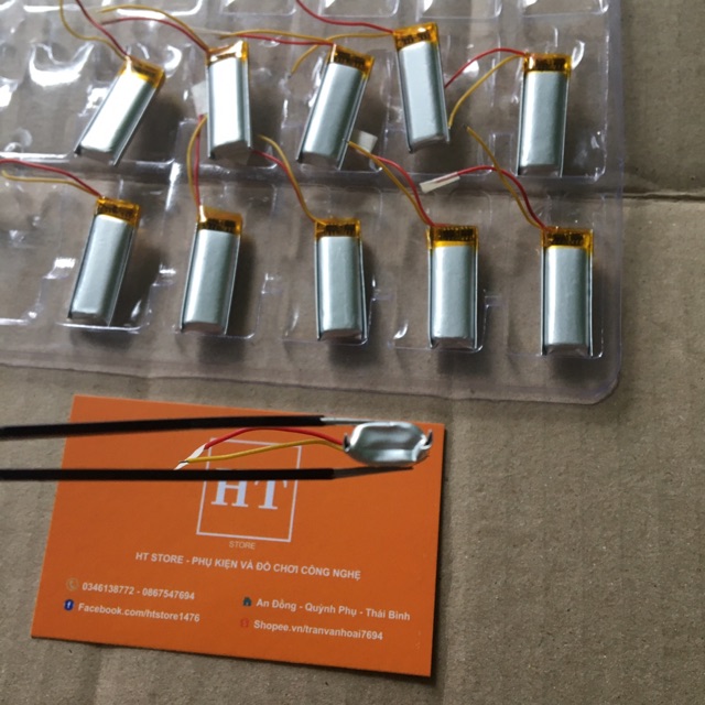 Pin Li-Po 3.7V 601230 180mAh (Lithium Polyme) cho hộp sạc tai nghe Bluetooth