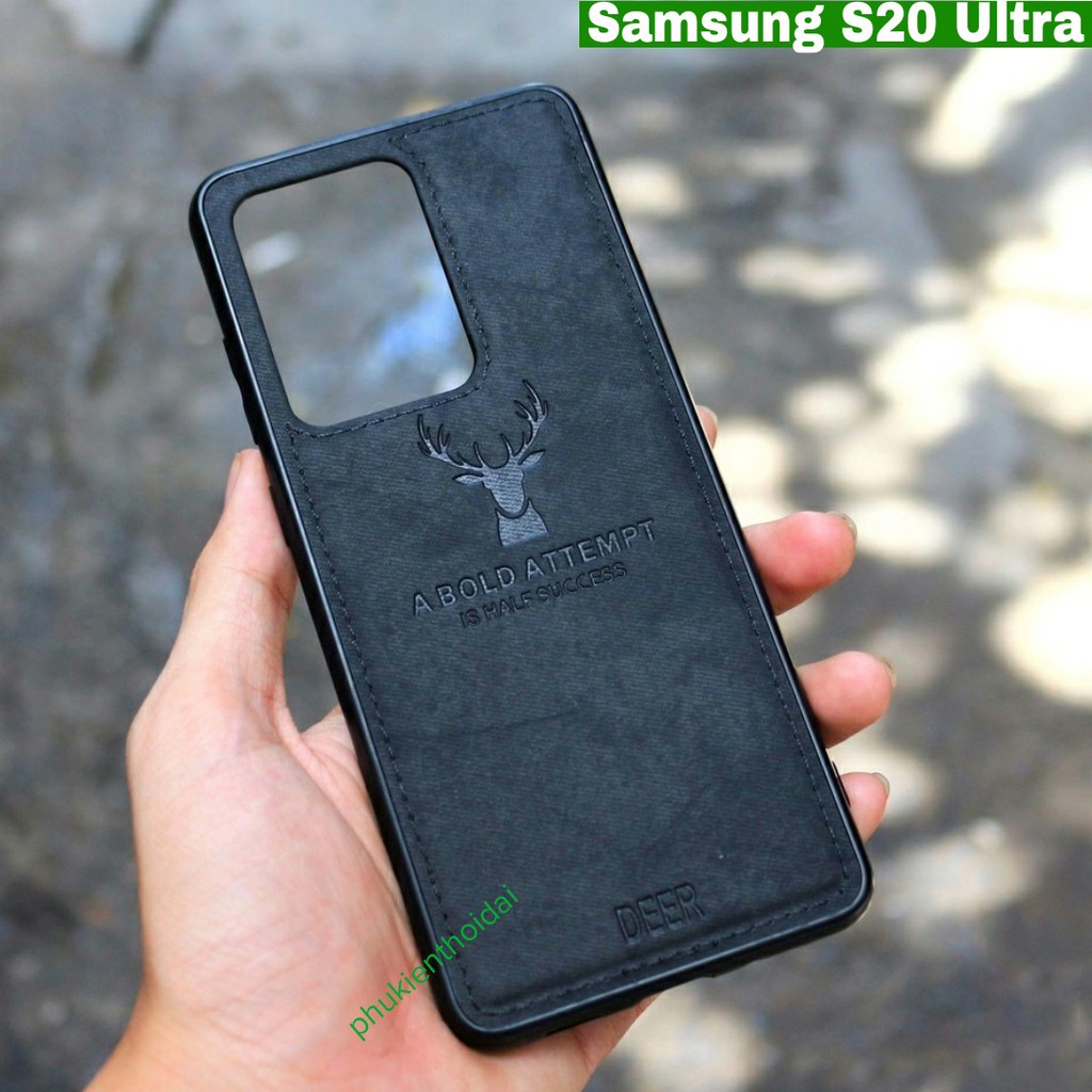 Ốp lưng Samsung S20 Ultra  chống sốc vân vải hươu thời trang