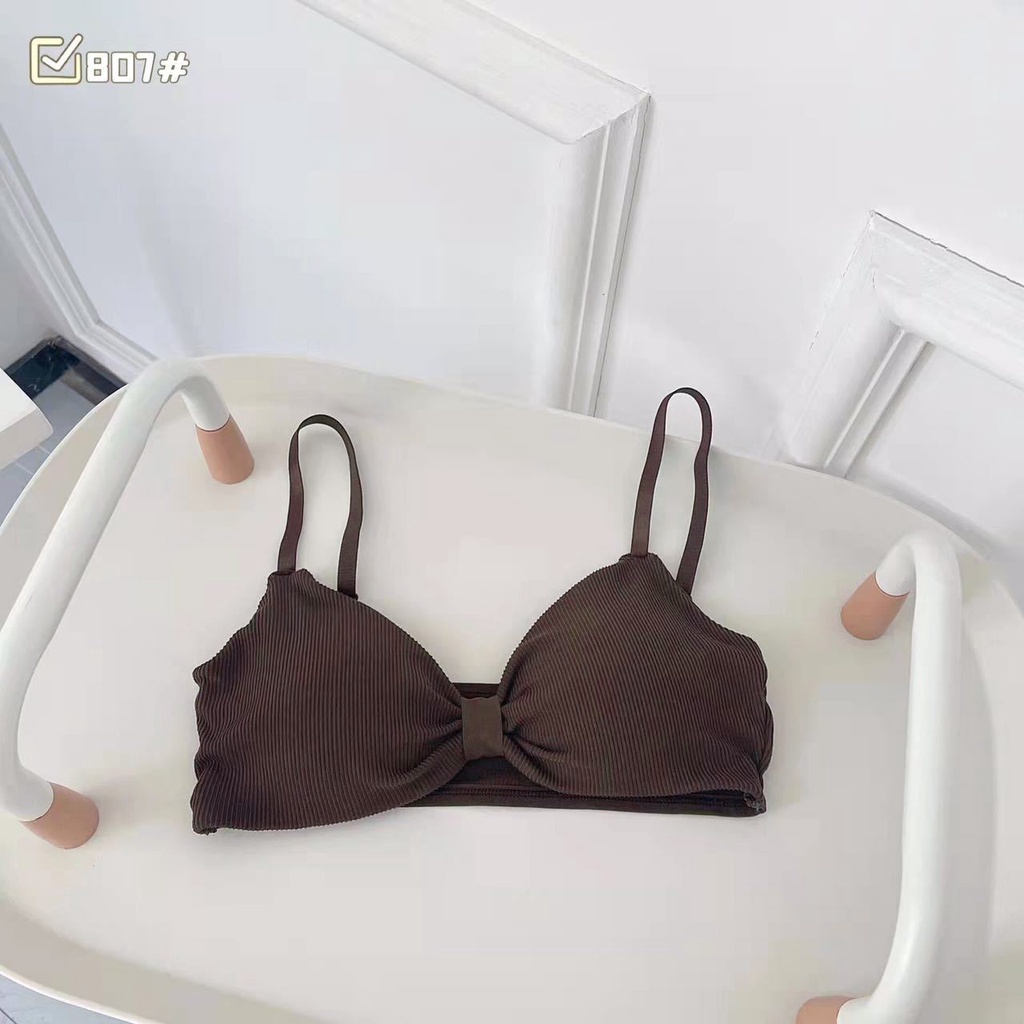Áo lót nữ cotton sexy gân tăm nơ áo ngực nữ quyến rũ Sumio_offical không gọng AL003
