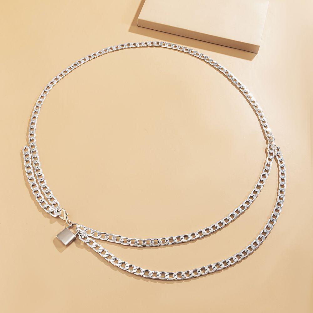 Thắt Lưng Dây Xích Hai Lớp Phong Cách Punk Đơn Giản Dễ Phối Đồ