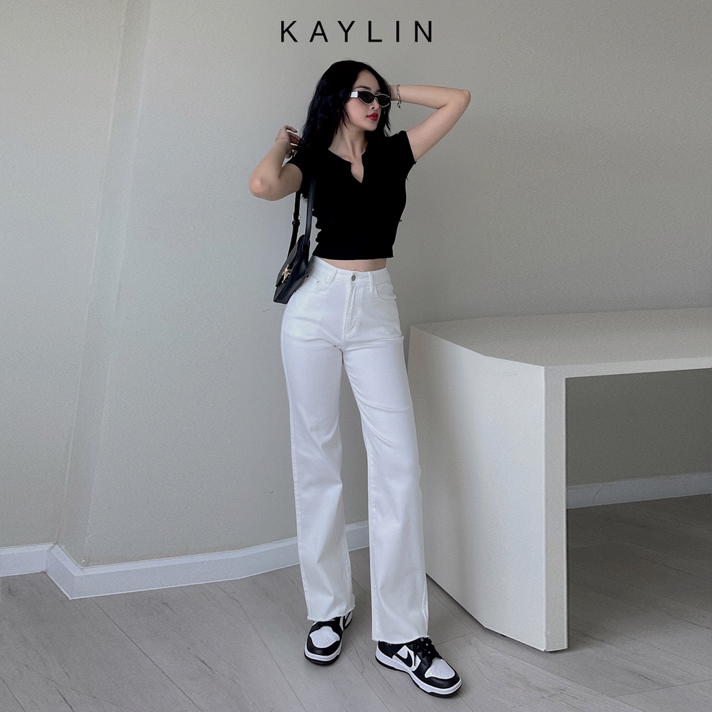 Quần jean nữ suông trơn phong cach KAYLIN - N1659