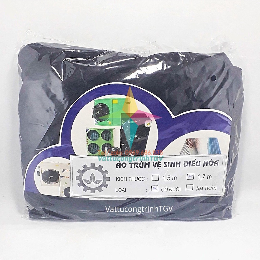 Áo trùm vệ sinh điều hòa CLC có đuôi dùng cho máy treo tường
