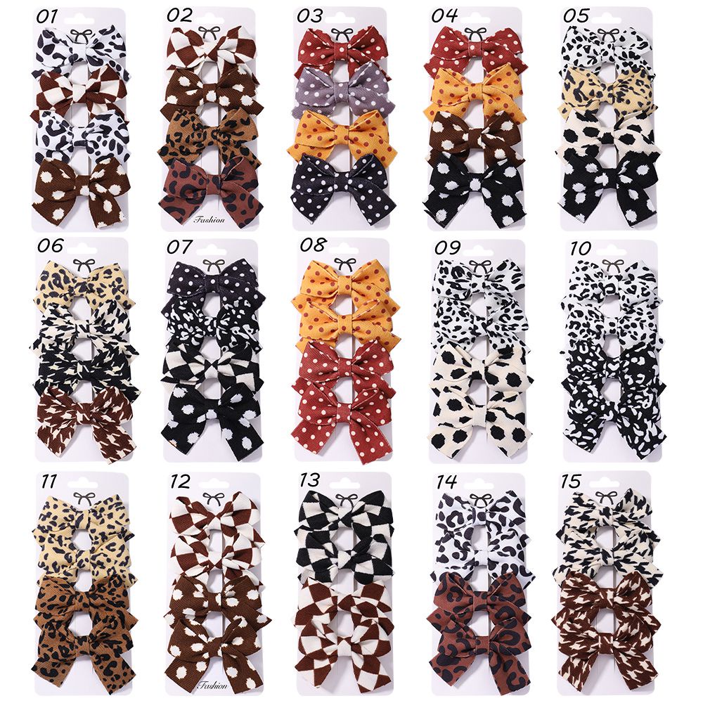 KIDSBOWS Set 4 Kẹp Tóc Nơ Họa Tiết Da Báo Thời Trang Cho Bé