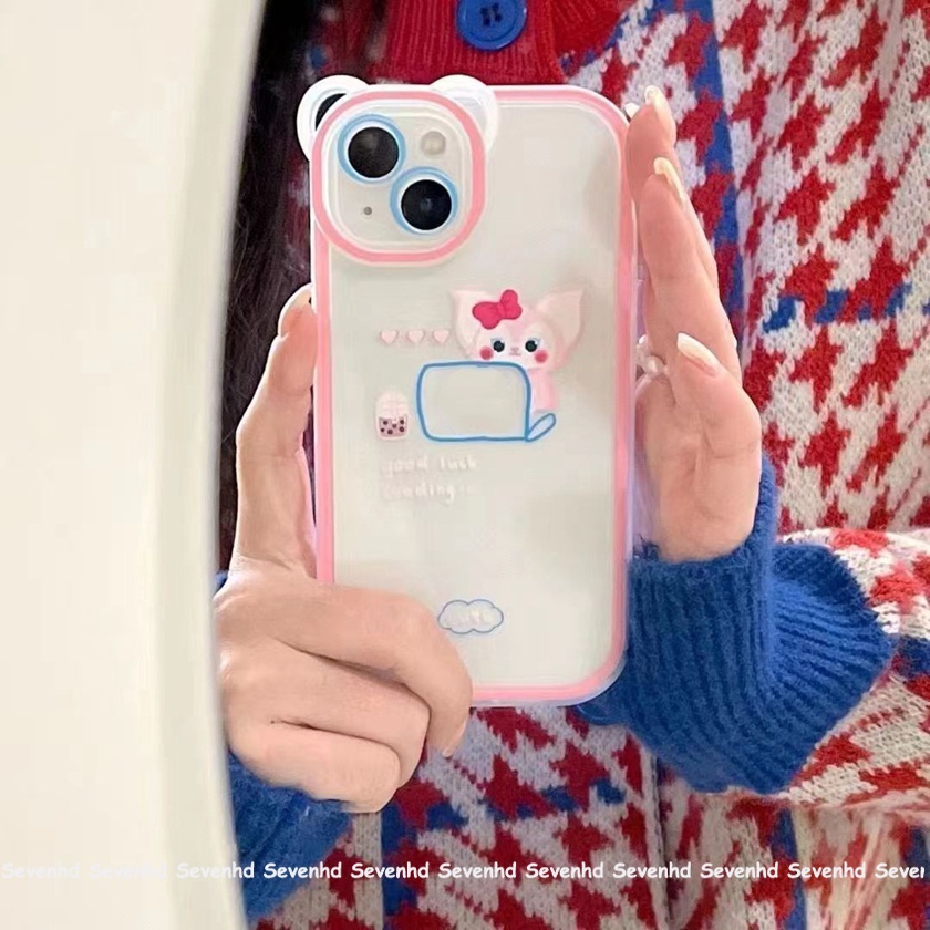 Ốp Điện Thoại Tpu Dẻo In Hình Tai Gấu Snoopy Màu Hồng Cho iPhone 14 13 12 11 Pro Max Xs Max Xr X 6 6s Plus