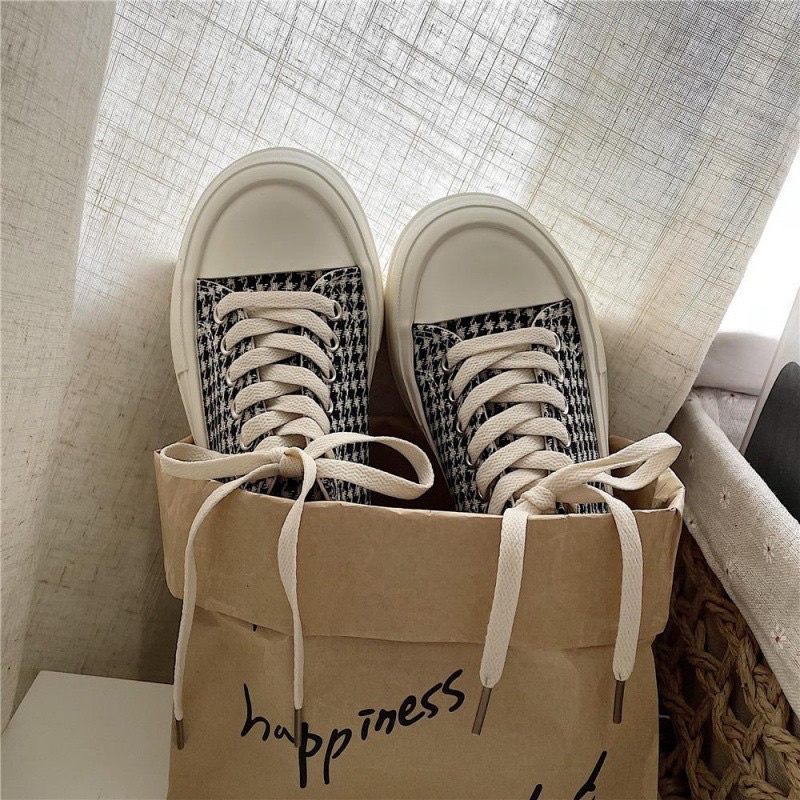 Giày bata nữ sneaker thể thao đế độn hoạ tiết sọc caro bigsize giá rẻ HAVAVA G009
