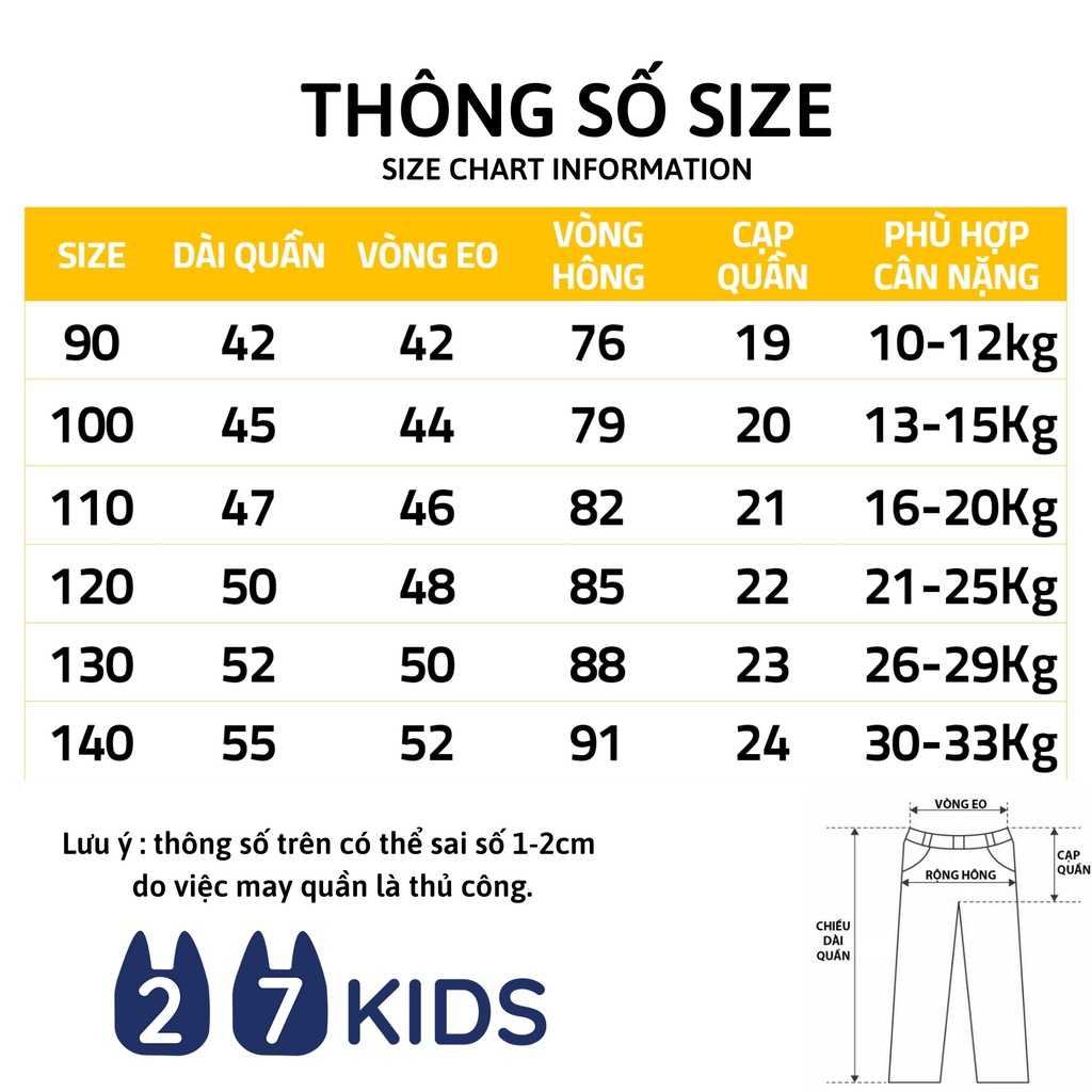 Quần lửng bé trai 27Kids Quần đùi short nam 100% Cotton cho trẻ từ 2-10 tuổi BSPM1