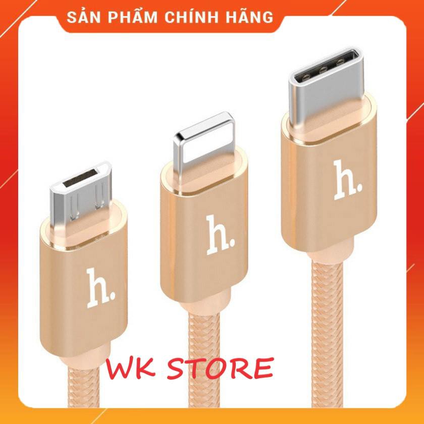 Cáp sạc HOCO X2 (3 đầu sạc: Micro, Lightning, Type C)