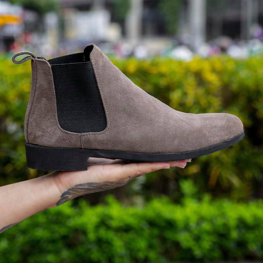 Chelsea Boot Lộn Da Bò Thật 100% Tặng Lót Cao 5cm