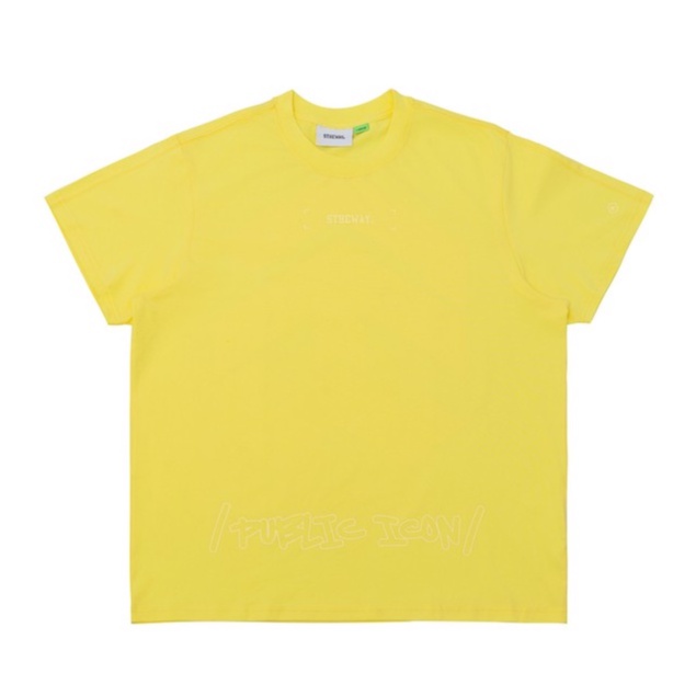 5THEWAY® /public icon/ BIG LOGO SQUARE TEE in LIME LIGHT aka Áo Thun Tay Ngắn Màu Vàng