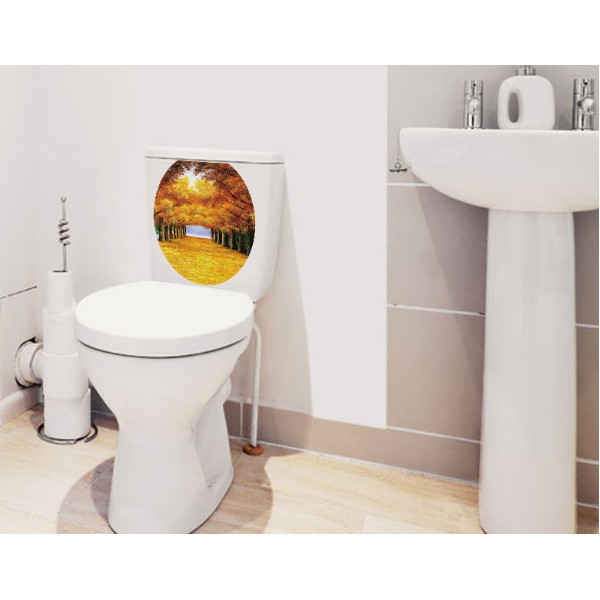 Decal dán toilet cao cấp - Họa tiết Khung rừng Mùa Thu