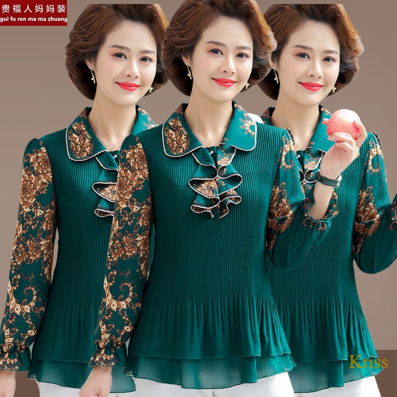 Áo Sơ Mi chiffon Tay Dài Thời Trang Mùa Xuân Phong Cách Hàn Quốc Cho Phụ Nữ Trung Niên 40 Tuổi