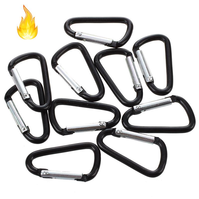 Set 10 móc khóa hợp kim nhôm hình chữ D màu đen
