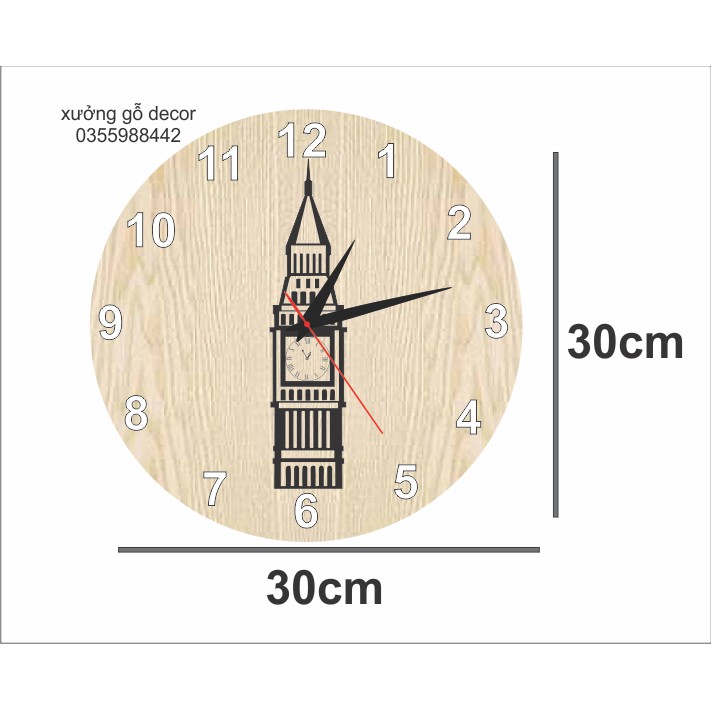 (Gía Hủy Diệt) Đồng Hồ Treo Tường Kim Trôi Họa Tiết Paris, London, New York