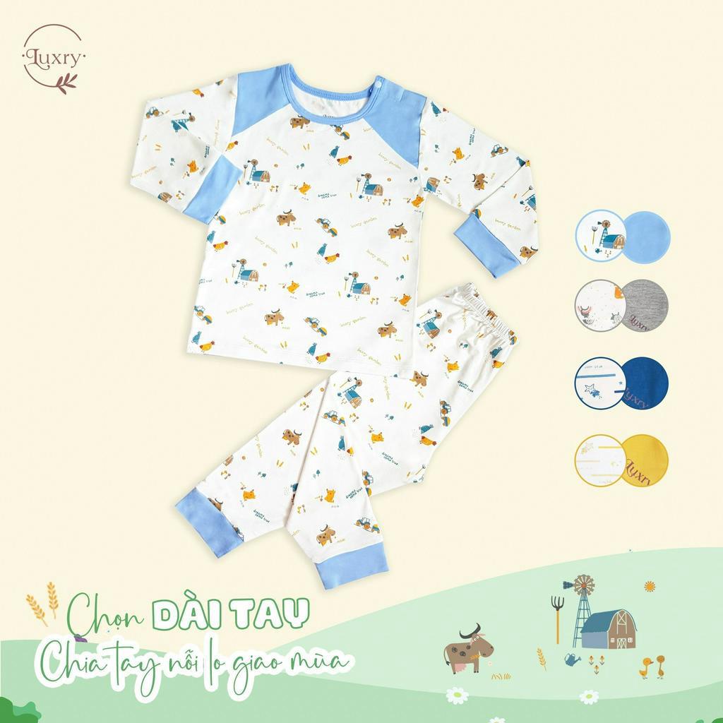 Bộ quần áo dài cài vai phối họa tiết đáng yêu sang trong thương hiệu Luxry cho bé trai, bé gái