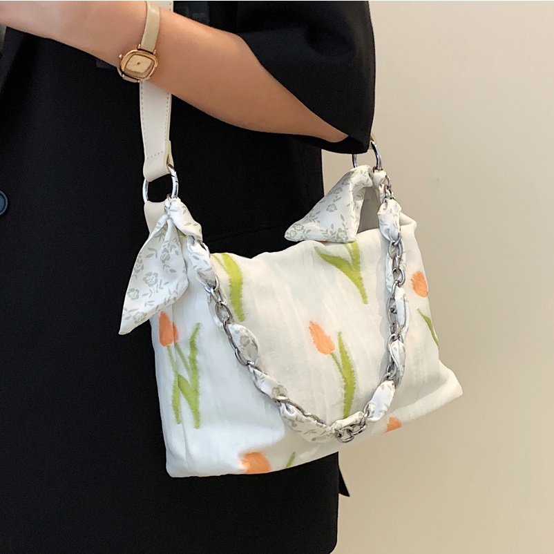 Túi Đeo JASMIN NOIR Chéo Hình Gối Phối Dây Xích Thời Trang Cho Nữ