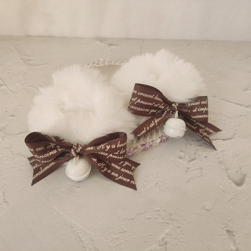 Dây Cột Tóc Lông Nhung Co Giãn Đính Chuông Phong Cách Lolita