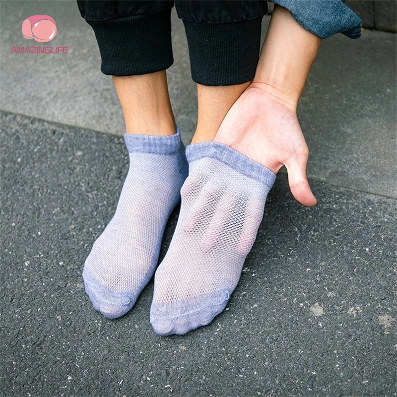 1 Đôi Vớ Dệt Kim Mỏng Thoáng Khí Chống Trượt Thấm Hút Mồ Hôi Thời Trang Xuân Hè Cho Nam