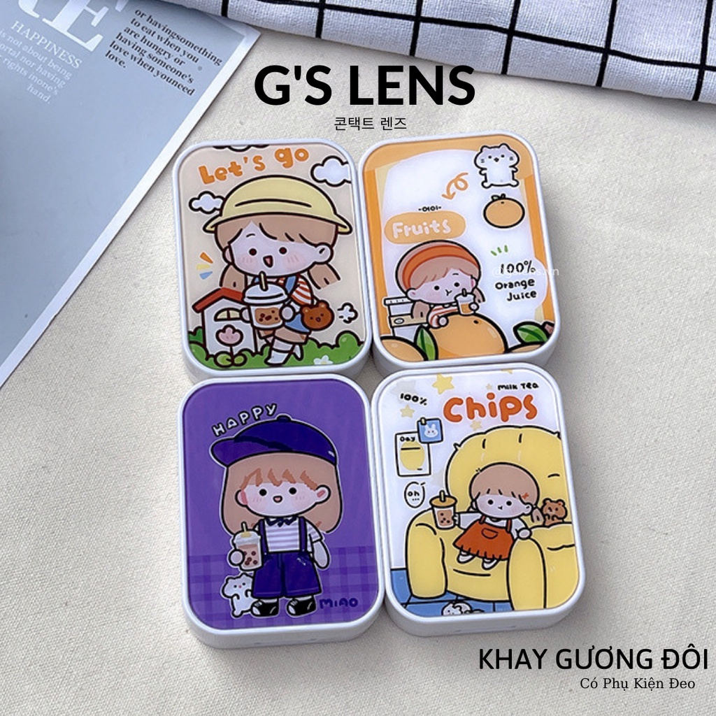 Khay Gương Đôi Cute (ảnh thật) Khay Gương Lens