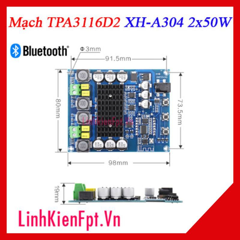 Mạch khuếch đại tpa3116d2 2x50w xh-304 bluetooth 5.0