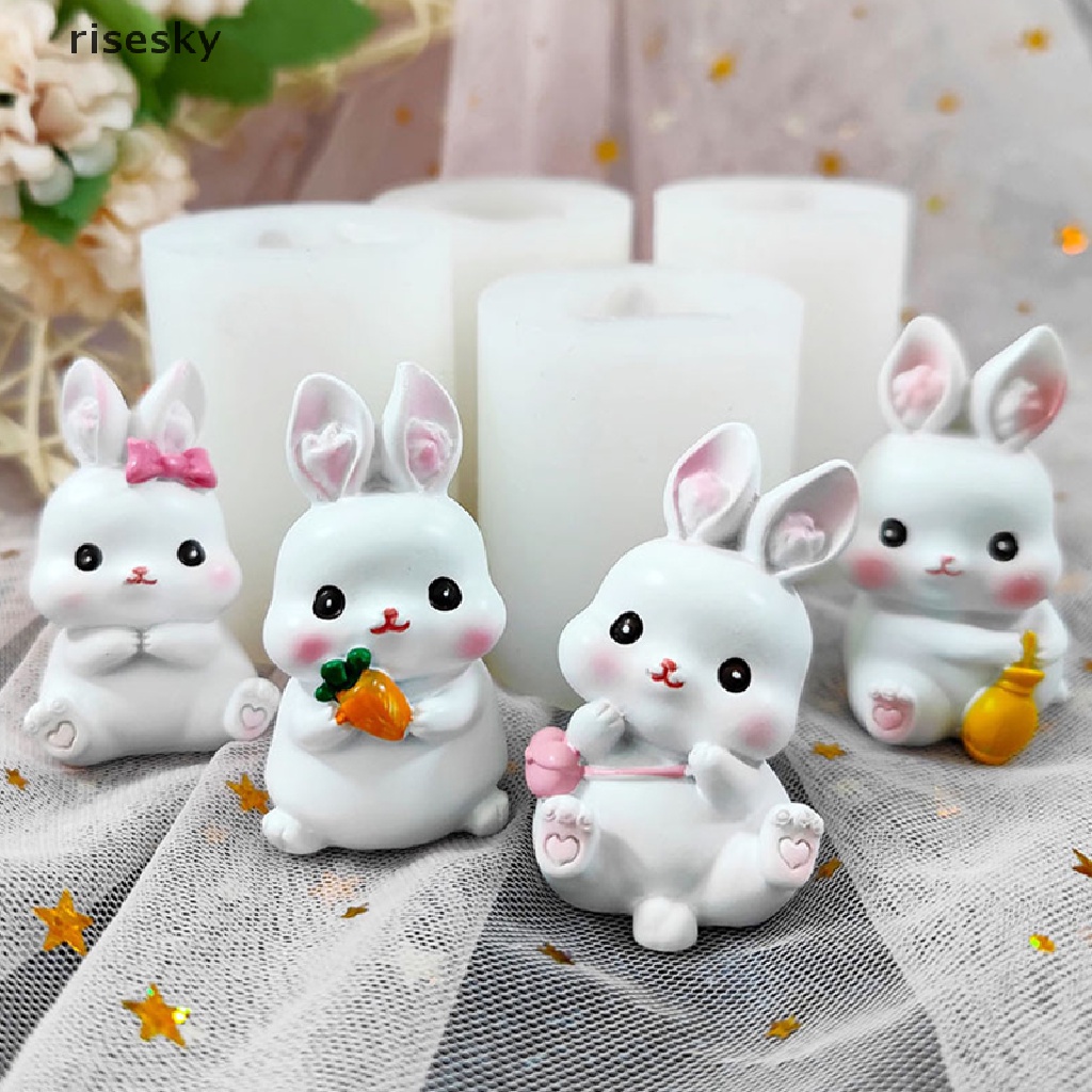 Khuôn Silicone Làm Bánh / Xà Phòng Hình Thỏ 3D DIY ♨Trên đó