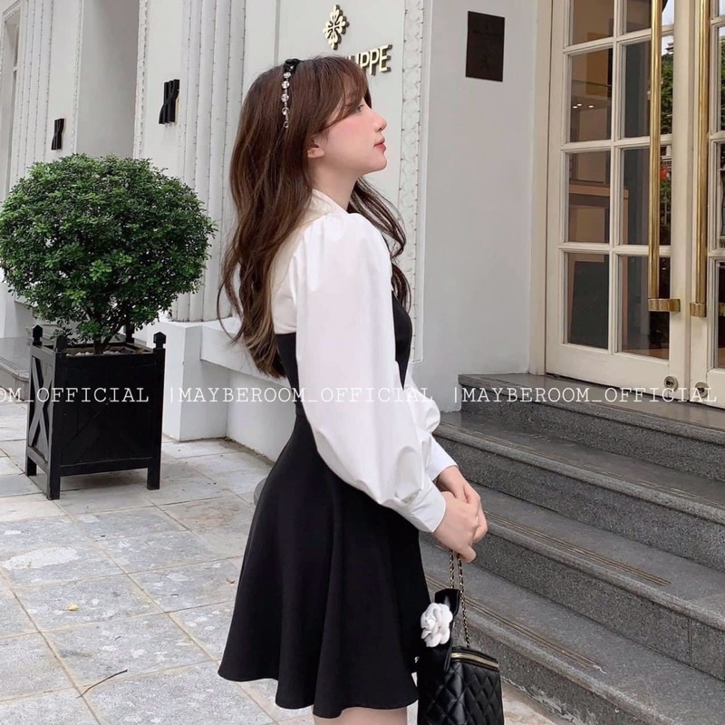 [Đầm bigsize] Đầm phối tay trắng dài xoè nhẹ 60kg đến 90kg L-XL-XXL Shop Táo Đỏ bigsize