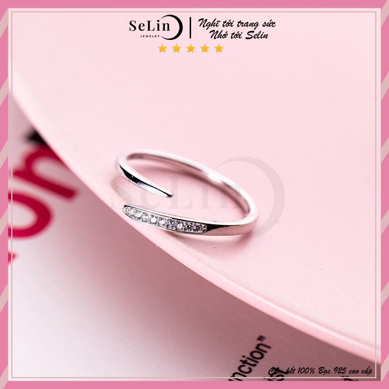 Nhẫn bạc nữ 925 hở đính đá cao cấp có thể điều chỉnh size SELIN JEWELRY - 0151