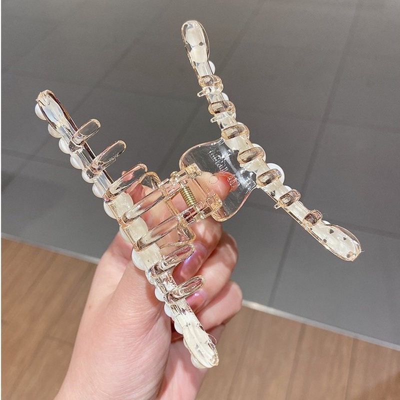 Kẹp Tóc Càng Cua Đính Ngọc Trai Giả Bằng Acrylic Thanh Lịch Cho Nữ