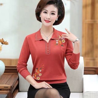 Áo len thêu hoa cho mẹ