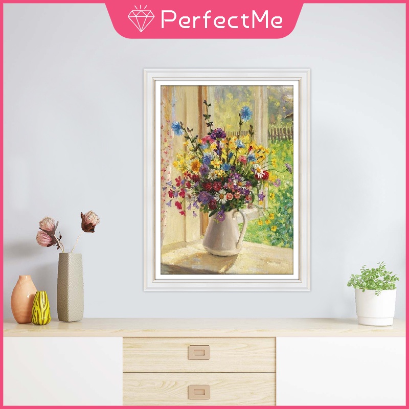 Bộ tranh đính đá tự làm 30x 40cm họa tiết hoa mùa hè