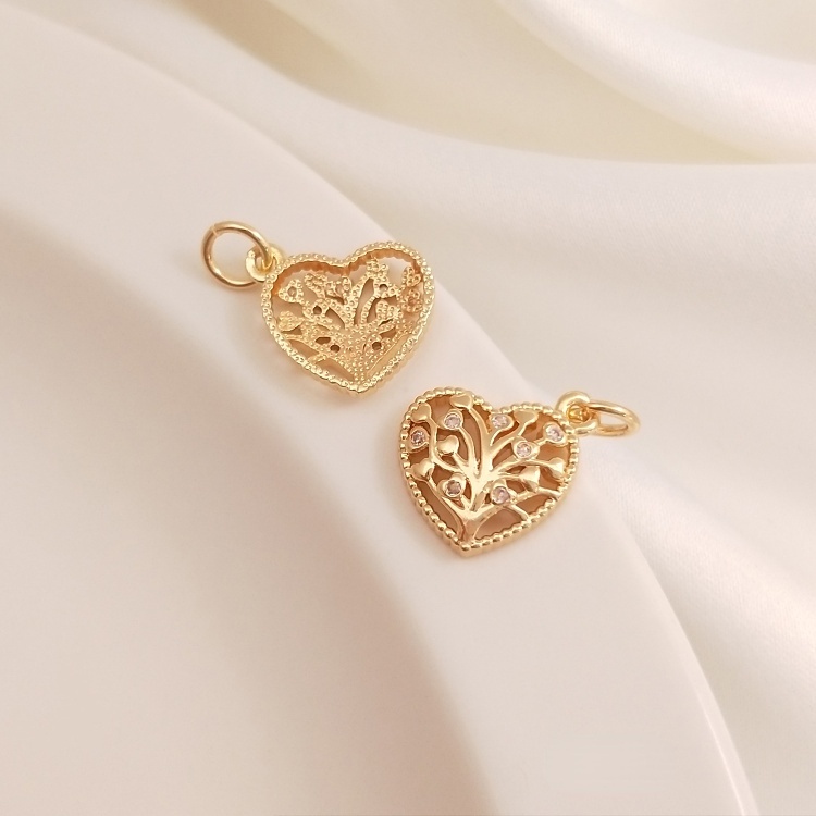 [Little Blu of Life 14K Cây Bút Bằng Đồng Mạ Vàng Đính Đá Zircon Hình Trái Tim May Mắn