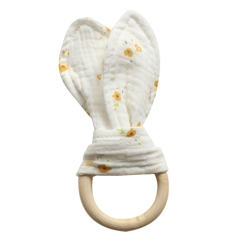 Đồ Chơi Lục Lạc Hình Tai Thỏ Bằng Cotton Mềm Mại Dễ Thương Cho Bé Mọc Răng