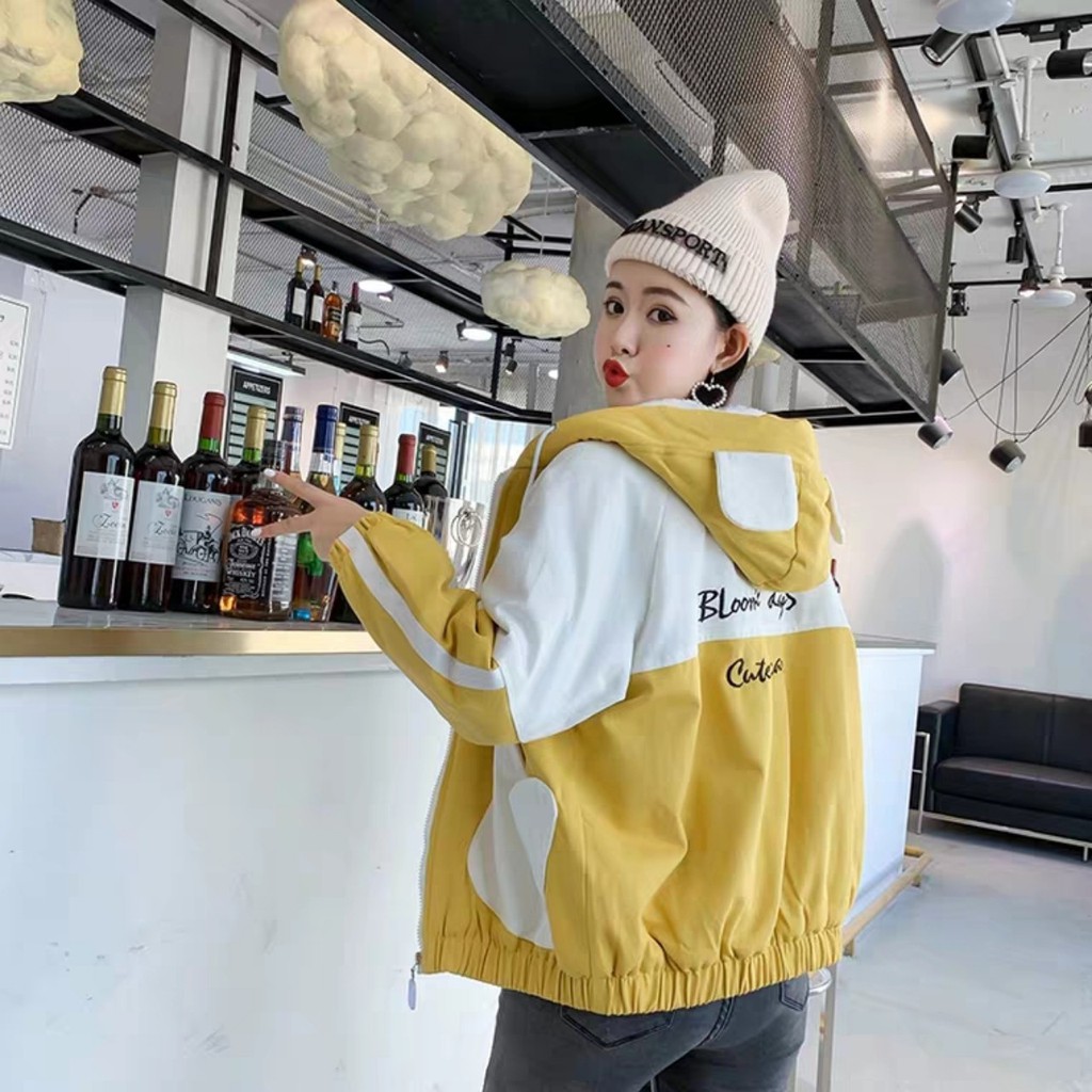 [Siêu cute] Áo khoát dù áo khoác nữ gió dù đẹp gấu Blooming dễ thương 2 lớp có nón | BigBuy360 - bigbuy360.vn